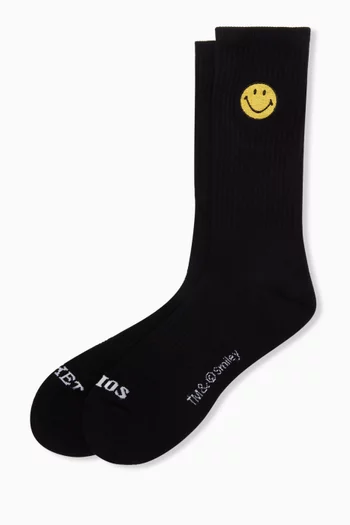 Smiley Badge Socks in Cotton-blend