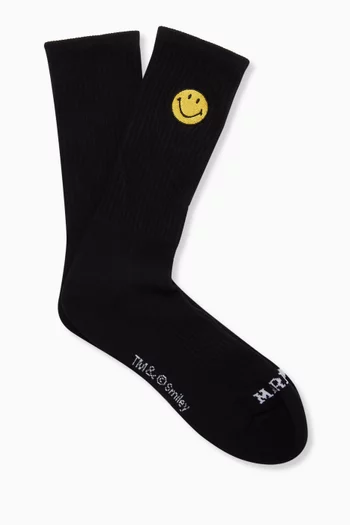 Smiley Badge Socks in Cotton-blend