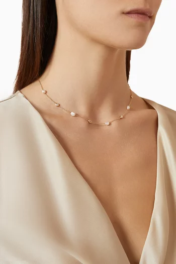 Pearl & Crystal Charm Necklace in 18kt Gold-plated Sterling Silver