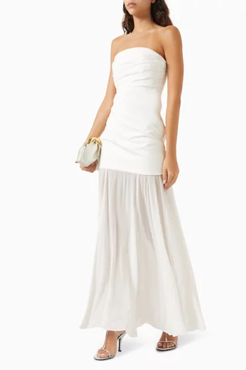 Lunar Strapless Draped Maxi Dress