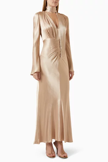 La Lune Plunged Maxi Dress