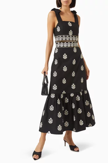 Begum Embroidered Skirt in Linen