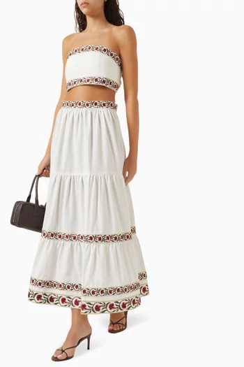 Carnation Ruffle Skirt in Linen