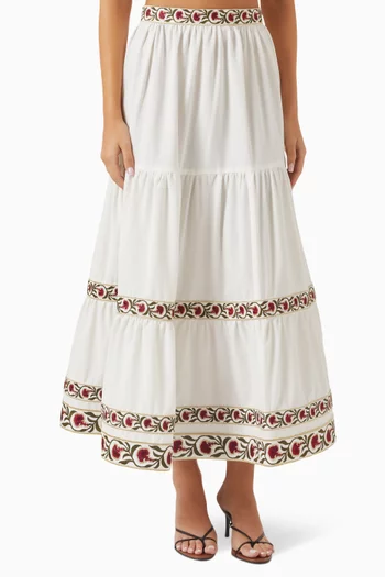 Carnation Ruffle Skirt in Linen