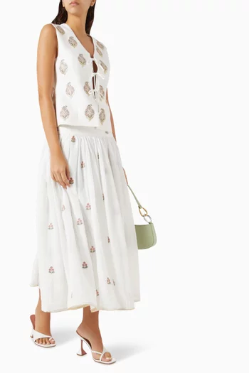 Sarv Embroidered Vest in Linen