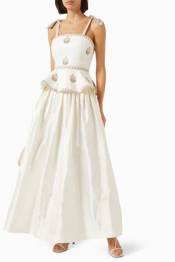 Mina Embroidered Top in Linen