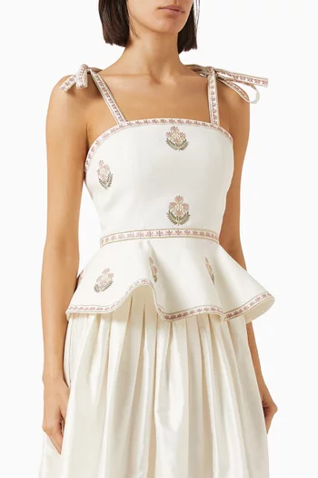 Mina Embroidered Top in Linen