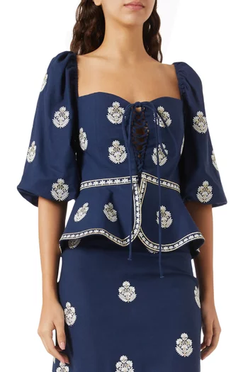 Mitra Embroidered Bustier Top