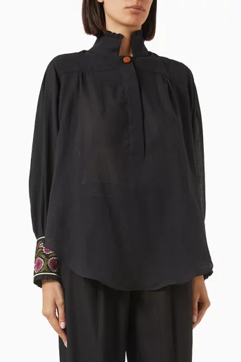 Carnation Embroidered Blouse in Cotton