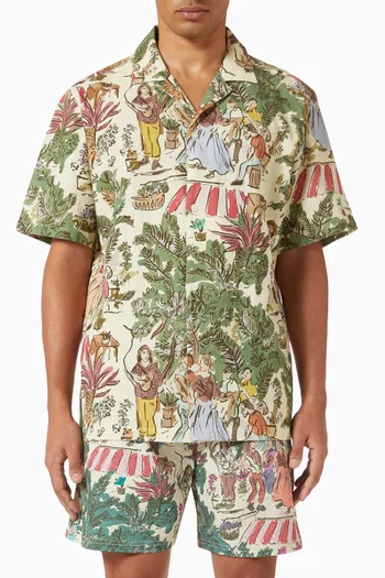 Lukas AOP Dancing-print Shirt in Cotton Blend
