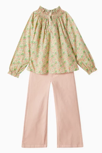 Smocked Petale Blouse in Organic Cotton