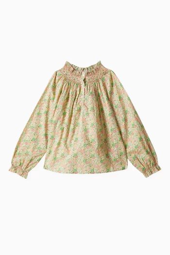 Smocked Petale Blouse in Organic Cotton