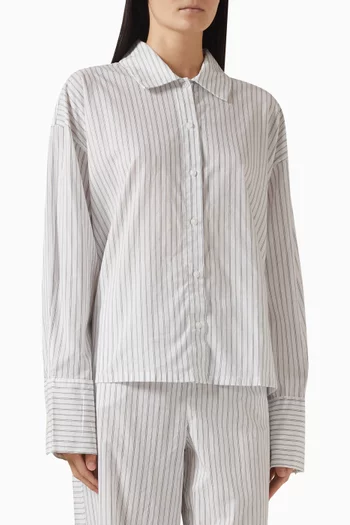 Stripe Pyjama Shirt in Cotton-poplin