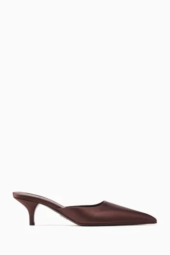 Point-toe 55 Mule Sandals in Silk-satin