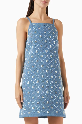Gentry Embellished Mini Dress in Denim