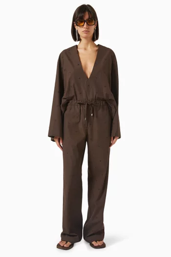 Embroidered-logo Blouse in Cotton Poplin