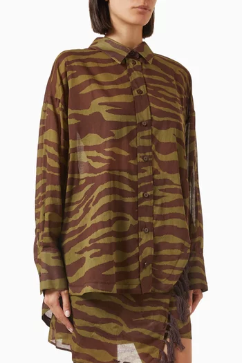 Zebra-print Shirt in Cotton Muslin