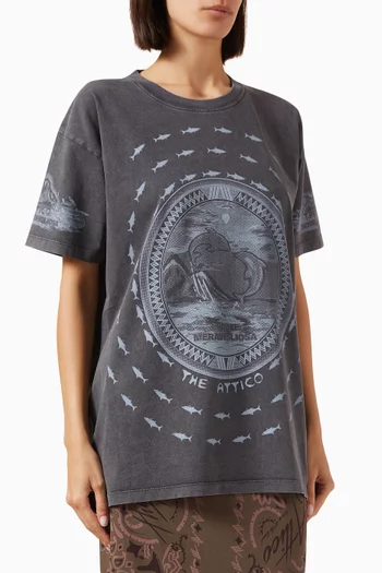 Faded Printed T-shirt in Cotton
