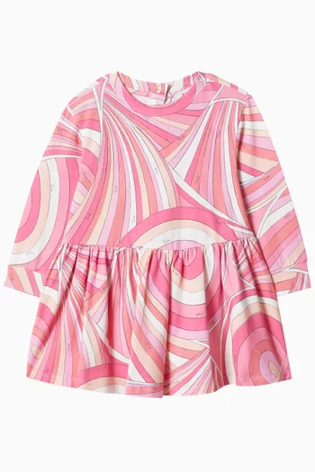 Abstract-print Dress in Cotton
