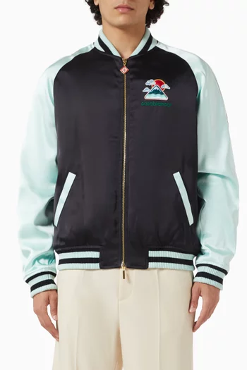 Embroidered Bomber Jacket in Satin