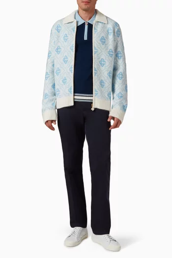 Monogram Zip-up Jacket in Wool-blend