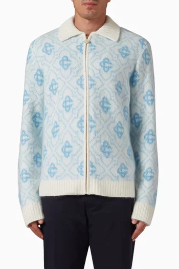 Monogram Zip-up Jacket in Wool-blend