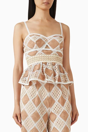 Bossa Corset Peplum Top in Crochet