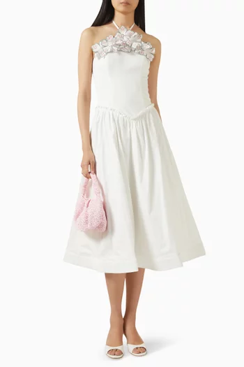 Bruma Floral-appliqué Dress in Cotton Blend