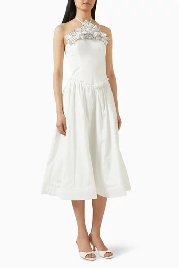 Bruma Floral-appliqué Dress in Cotton Blend