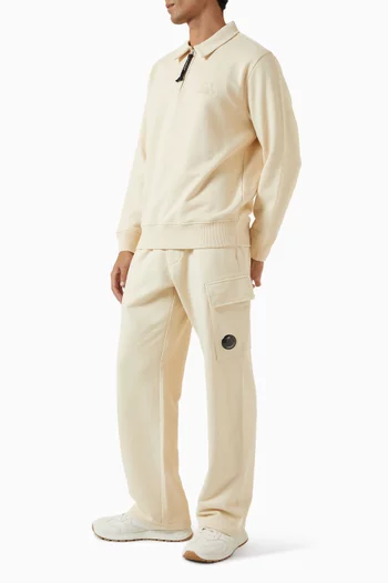 بنطال رياضي كارغو بحلية عدسة صوف بارز بحياكة مائلة