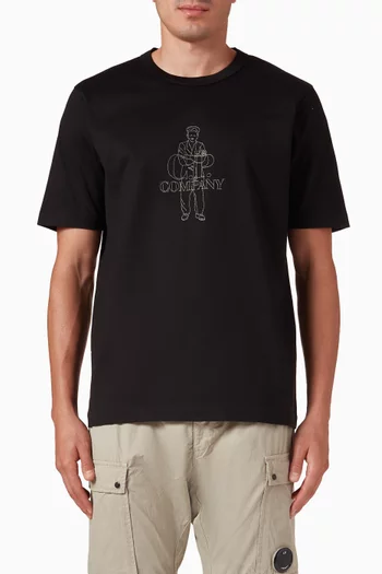 تي شيرت بتطريز شعار الماركة قطن جيرسيه ممرسر 30/2