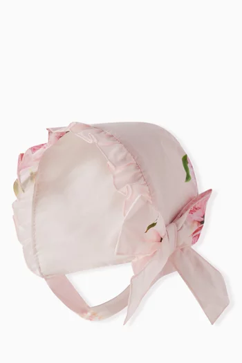 Peony-print Bonnet in Cotton