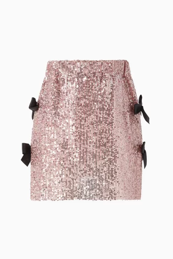 Bow Sequin-embellished Skirt