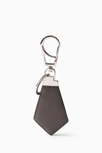 Logo Keychain in Saffiano Leather