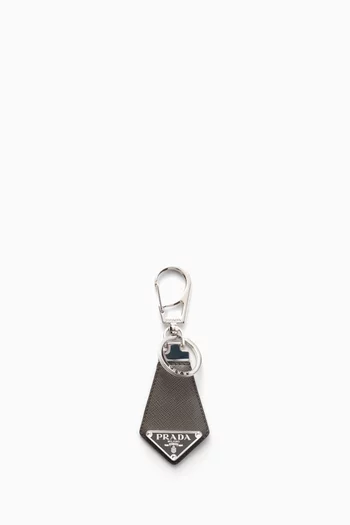 Logo Keychain in Saffiano Leather
