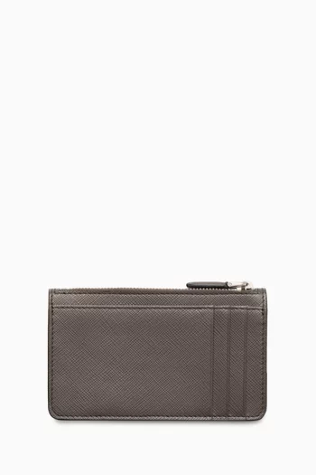 Zip Card Holder in Saffiano Leather