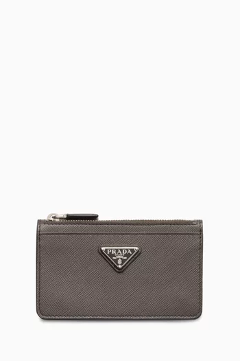 Zip Card Holder in Saffiano Leather