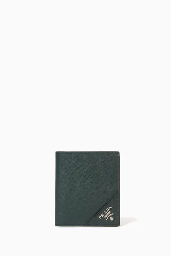 Logo Card Wallet in Saffiano Leather