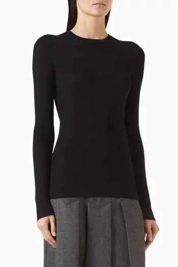 سترة بفتحة رقبة مستديرة صوف بكر