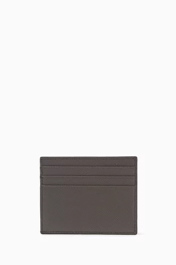 Triangle Logo Saffiano Leather Card Holder