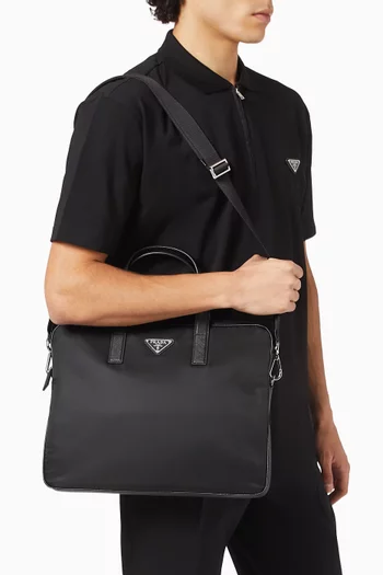 Briefcase in Re-Nylon & Leather