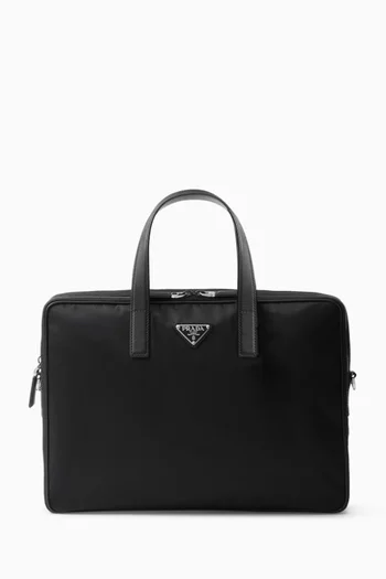 Briefcase in Re-Nylon & Leather