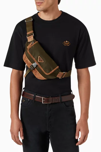 Triangular Belt Bag in Re-nylon & Suede