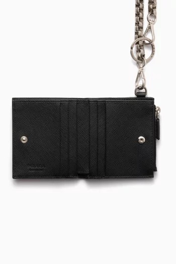 Chained Wallet in Saffiano Leather
