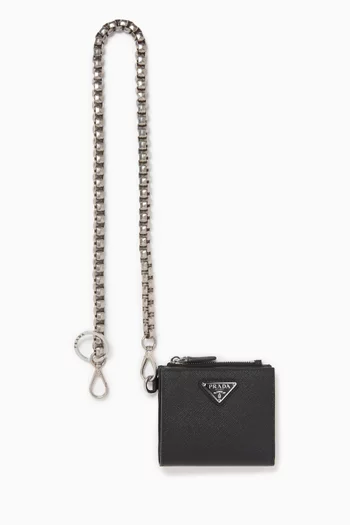 Chained Wallet in Saffiano Leather