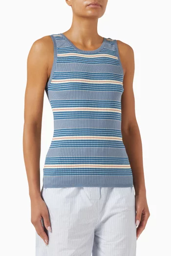 Striped Tank Top in Ribbed-knit