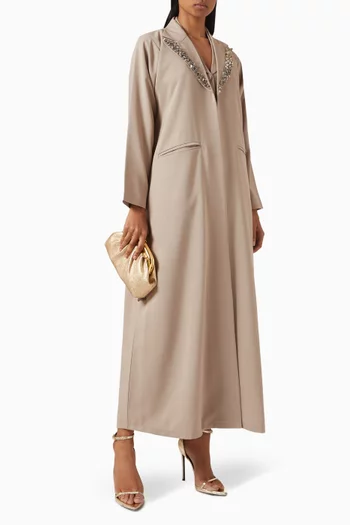 3-piece Abaya Set in Mixed Linen