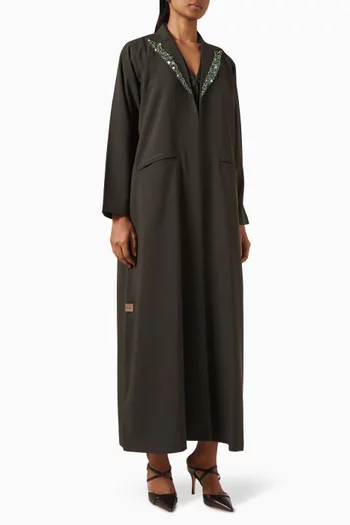 طقم عباية مزيج كتان، 3 قطع