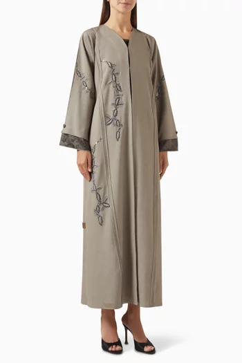 Thread Embroidered Abaya in Crepe & Cotton