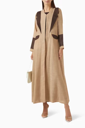 Contrast-trim Trench Coat in Linen